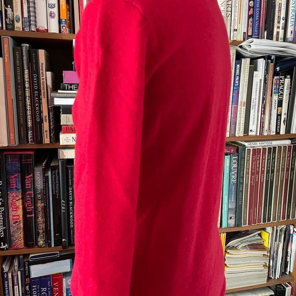 J. McLaughlin Bold Red Cashmere Cowl-neck Sweater - Size S - w/minor holes! - Picture 5 of 15